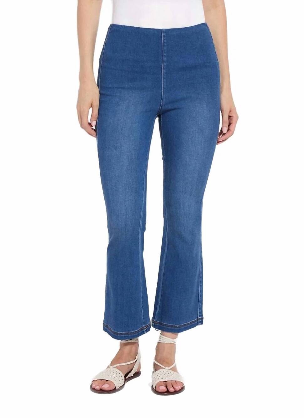 NEW LYSSE jade flare jeans in midwash